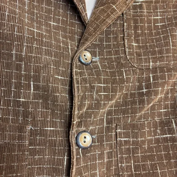 1960s Boys Corduroy Blazer Brown Windowpane Barry Boy Size 6 Vintage Jacket - Picture 2 of 16